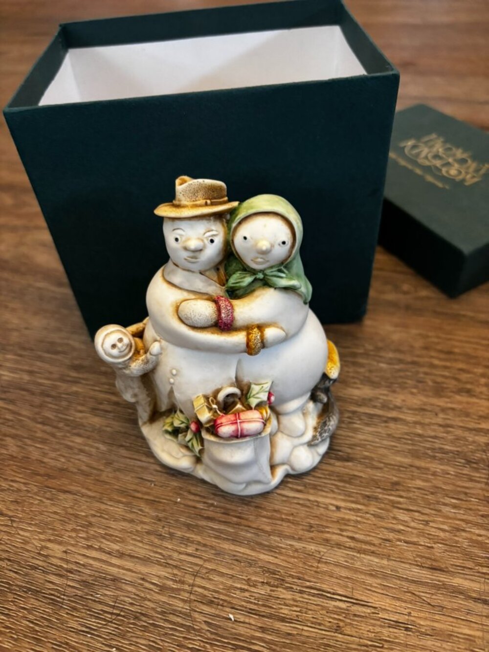 Harmony Kingdom Treasure box Snowdonia Fields Snowman Family figurine w/box